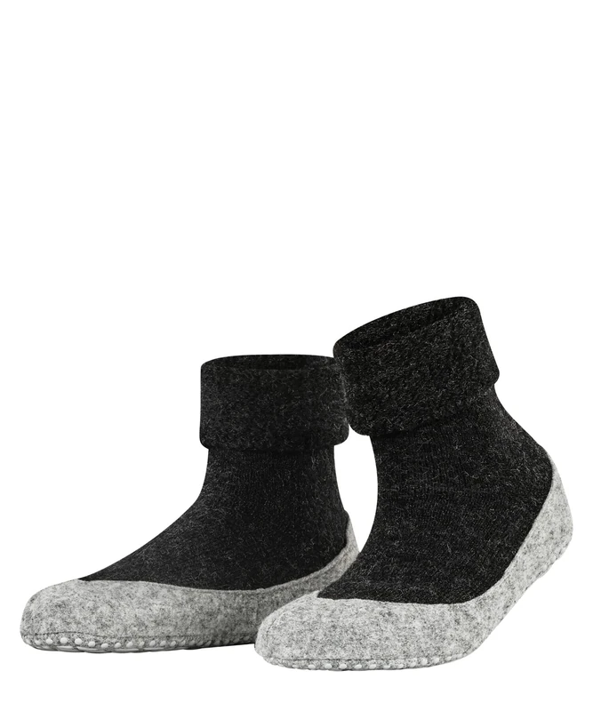 FALKE Cosyshoe W Hp Wool Grips On Sole 1 Pair Grip socks, Grey Anthracite Melange 3099, 7/8 UK