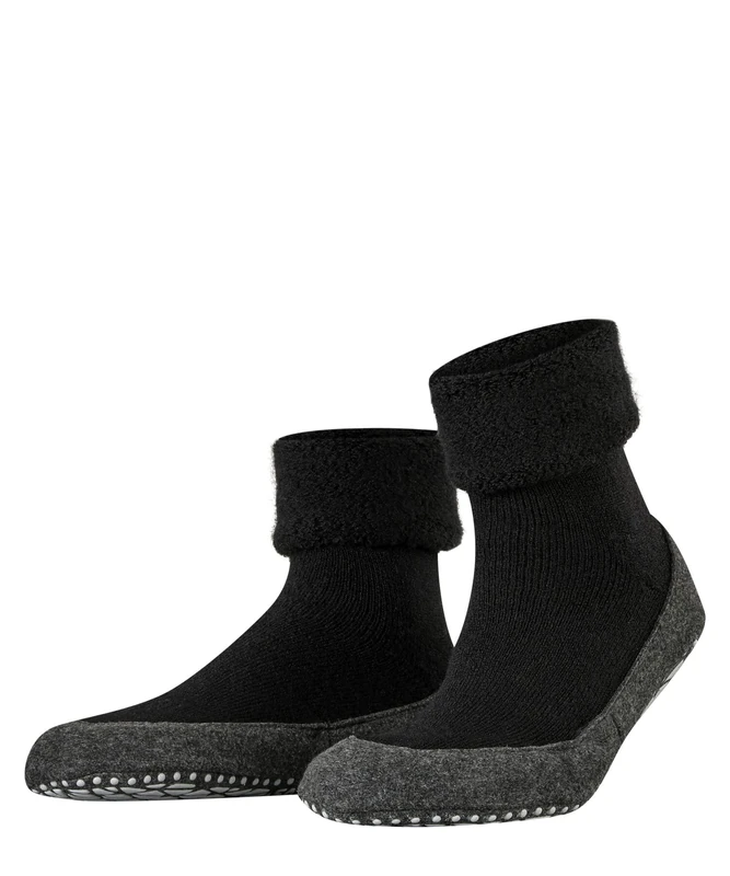 FALKE Men's Cosyshoe M Hp Wool Grips On Sole 1 Pair Grip socks, Black 3000, 4/5 UK