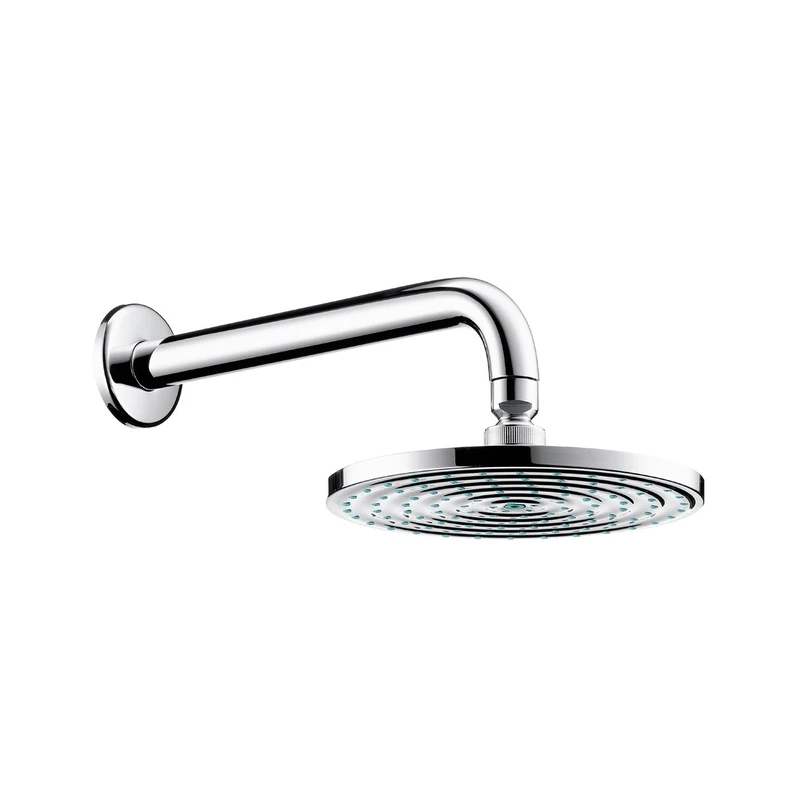 hansgrohe 27462000 Raindance S 180 Overhead Shower Arm, 1 Spray, 9 l/min, Chrome, Silver, EcoSmart Water-Saving - Image 1
