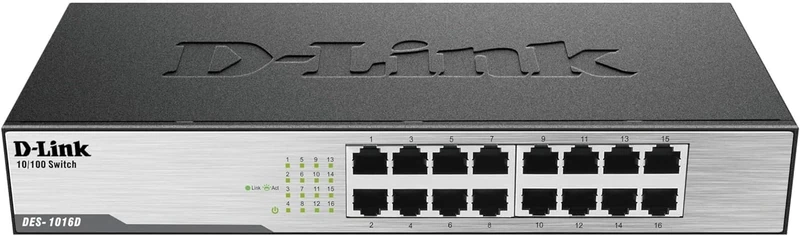 D-Link DES-1016D - 16-Port Fast Ethernet Unmanaged Desktop Switch, UK Model