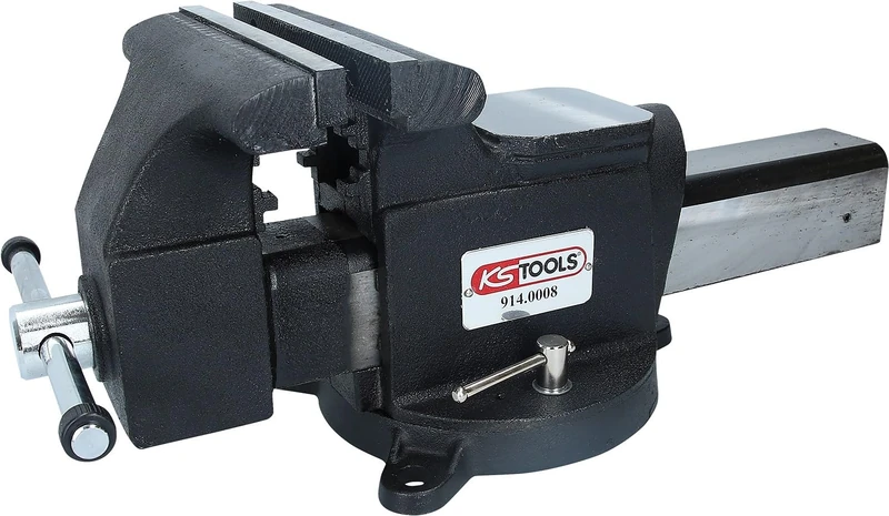 KS Tools 914.0008 8-inch 200mm Bench Vice with Swivel Base