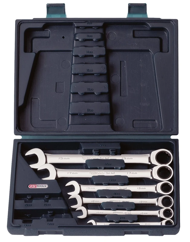 KS Tools 503.4259 Gear+ Comb Ratchet Spanner Set (6 Pieces) 8-19mm