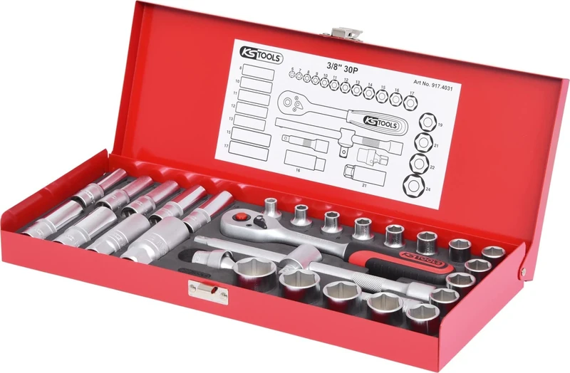 KS Tools 917.4031 3/8-inch Classic Hex Socket Set (30 Pieces)