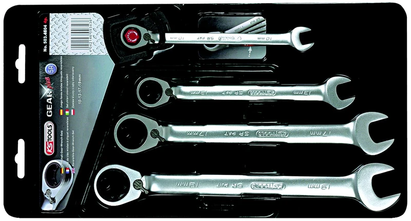 KS Tools 503.4604 10-19mm Gear+ Reversible Comb Spanner Set (4 Pieces)