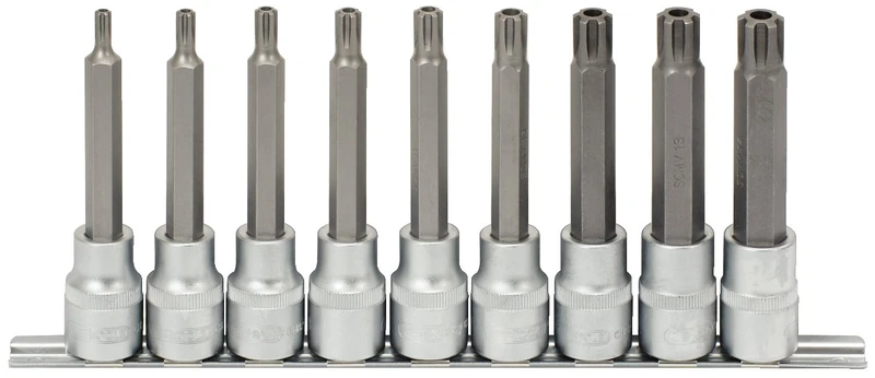 KS Tools 911.1630 1/2-inch M5-M14 Ribe Bit Socket Set Long (9 Pieces)