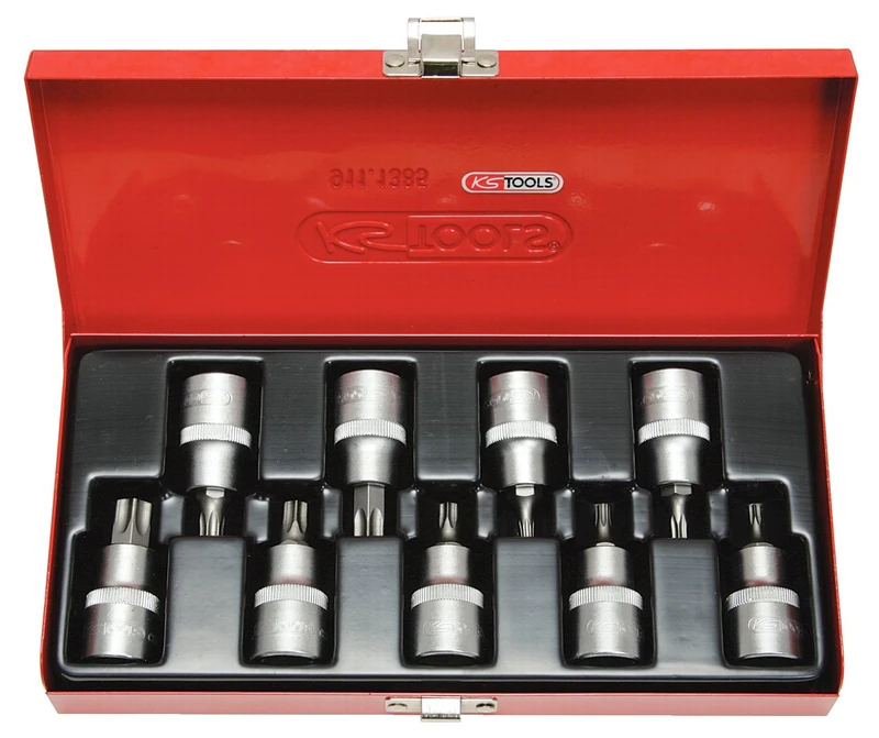 KS Tools 911.1386 TB20-TB60 1/2-inch Tx Bit Socket Set (9 Pieces)