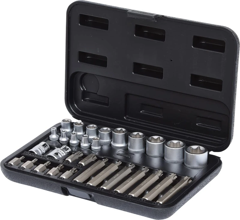 KS Tools 911.4301-1 TX Socket and Bit Set 1/4-inch+1/2-inch+3/8-inch (30 Pieces)