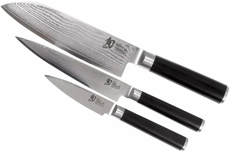 Shun Stainless Steel 3 Piece Knife Set, Pakka Wood Black