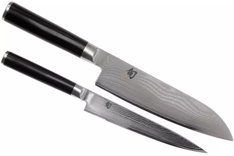 Shun Laminated Pakka Wood Santoku and Utility Knife Set, Brown