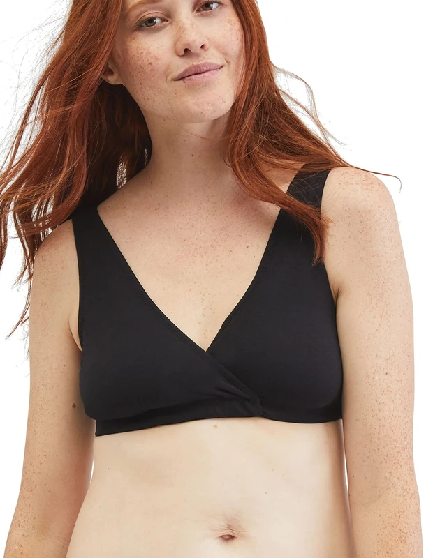 Motherhood Maternity Women's Wrap Front Nursing Sleep Bra, Black, M