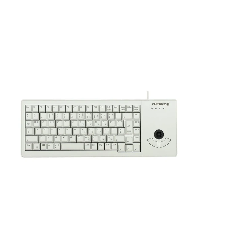 CHERRY G84-5400 XS, Compact Keyboard with Trackball, German Layout (QWERTZ), Wired (USB-A port), Mechanical ML Switches, Light Grey