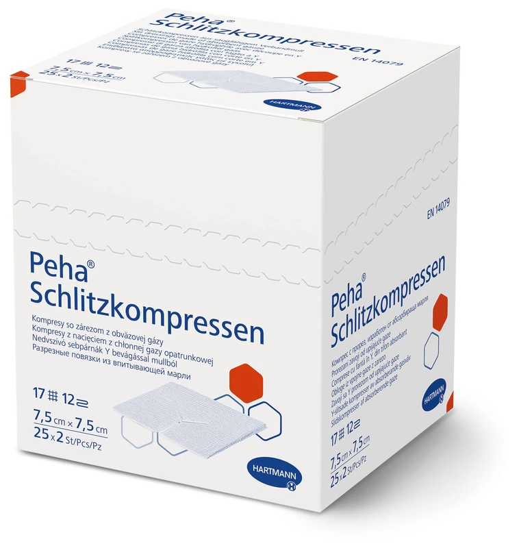 Hartmann Peha X 2 Slotted Gauze Swabs 7.5 cm x 7.5 cm - 25 Pack