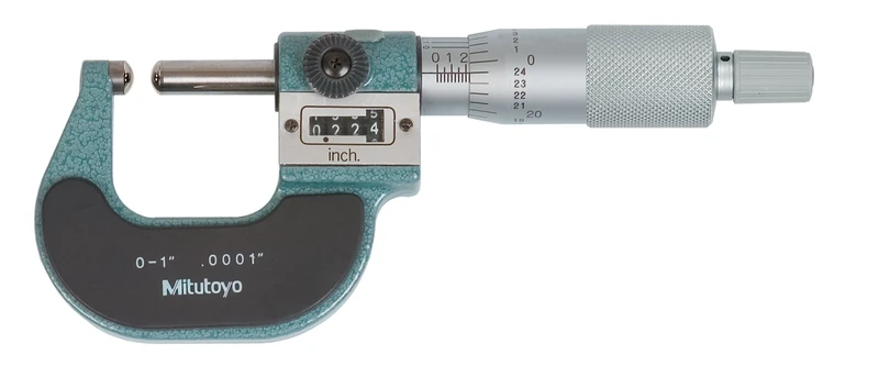 Mitutoyo 295-253, 0-1" X .0001" Spherical Anvil and Spindle, Digit Outside Micrometer, Ratchet