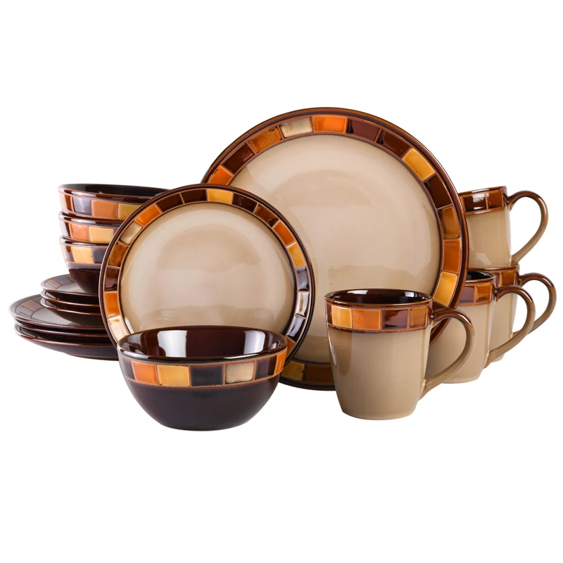 Gibson Elite 70736.16RM Reactive Glaze Stoneware Dinnerware Set