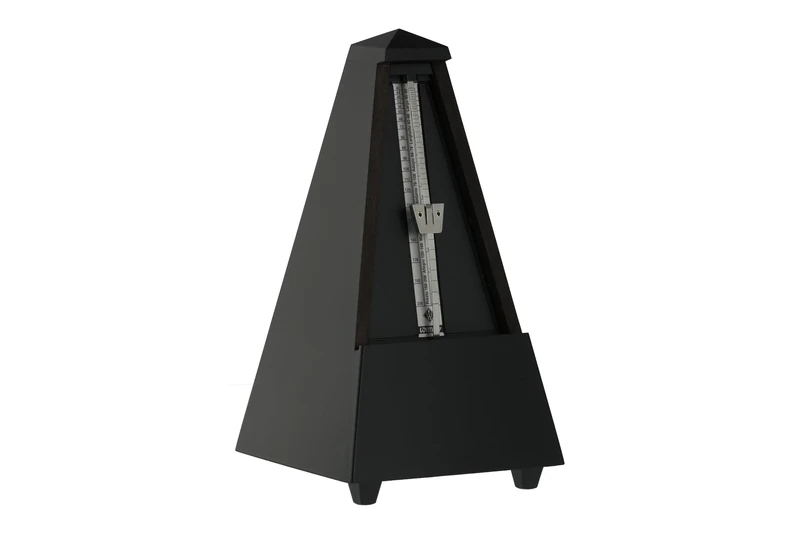 Wittner Metronome Taktell Pyramid Shape System Maelzel Series 810 - Solid wood casing - With bell - Matte black - Mechanically wound - No batteries required - Made in Germany