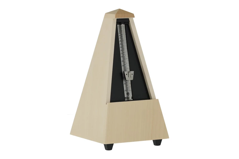 Wittner Metronome Taktell Pyramid Shape System Maelzel Series 810 - Solid wood casing - With bell - Matte natural maple - Mechanically wound - No batteries required - Made in Germany