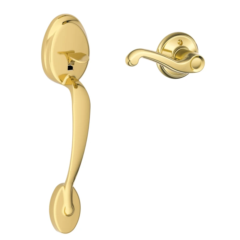 SCHLAGE Lock Company Plymouth Front Entry Handle Flair Right-Handed Interior Lever (Bright Brass) FE285 PLY 505 FLA 605 RH