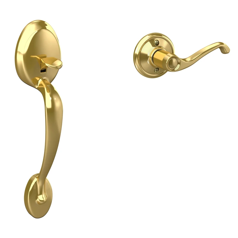 SCHLAGE Lock FE285 PLY 505 FLA 605 LH Plymouth Front Entry Handle Flair Left-Handed Interior Lever, Bright Brass