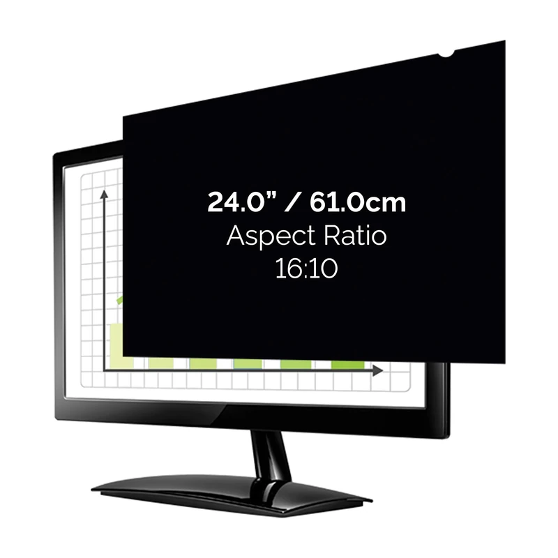 Fellowes PrivaScreen Black Out Privacy Filter Anti Glare Screen Protector for Monitor 24.0" Inches (16:10 Aspect Ratio) 521 x 326mm - Easy Attach & Removal with Quick Reveal Tabs
