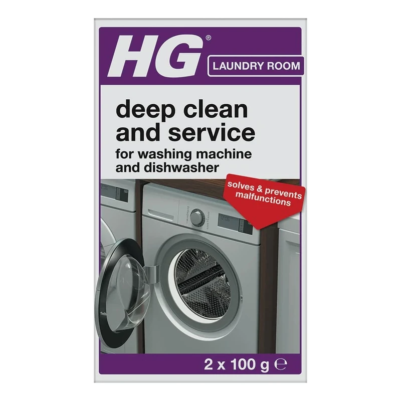 HG Deep Clean and Service for Washing Machines & Dishwashers, Professional Standard Cleaner & Descaler for Home Laundry & Kitchen Cutlery/Plate Cleaning Appliances – 2 x 100g (248020106)