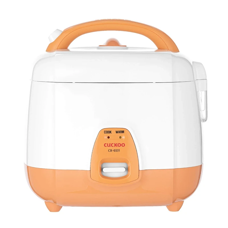 Cuckoo CR-0331 Basic Electric Rice Cooker and Warmer, Nonstick Inner Pot, Made in Korea, 3 Cups, White/Orange