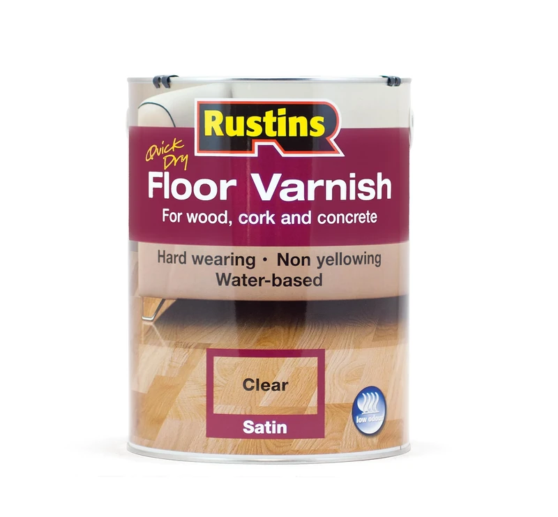 Rustins Floor Varnish Satin 5ltr- Fast-Drying Floor Protection for Interior Wood – Easy Application with Tough, Long-Lasting Clear Finish