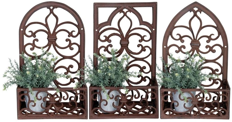 Esschert Bph19 28 x 45 x 15cm Cast Iron Window Frame with Planter - Brown