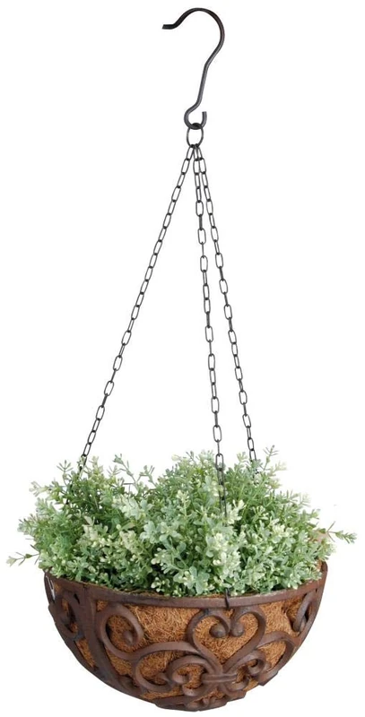 Esschert BPH26Fallen Fruits Large Cast Iron Hanging Basket,Brown, 12" dia.