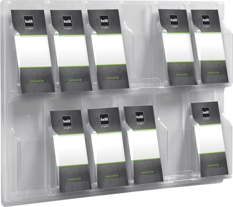 Helit H6259802 Wall Display Deluxe 12 Compartments 1/3 A4 Highly Transparent