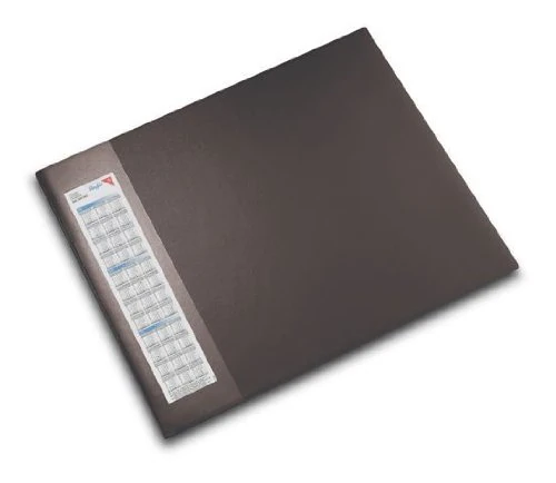 Läufer 41652 Desk Mat with Side Panel, Durella D1 Brown, Desk Mat with Calendar