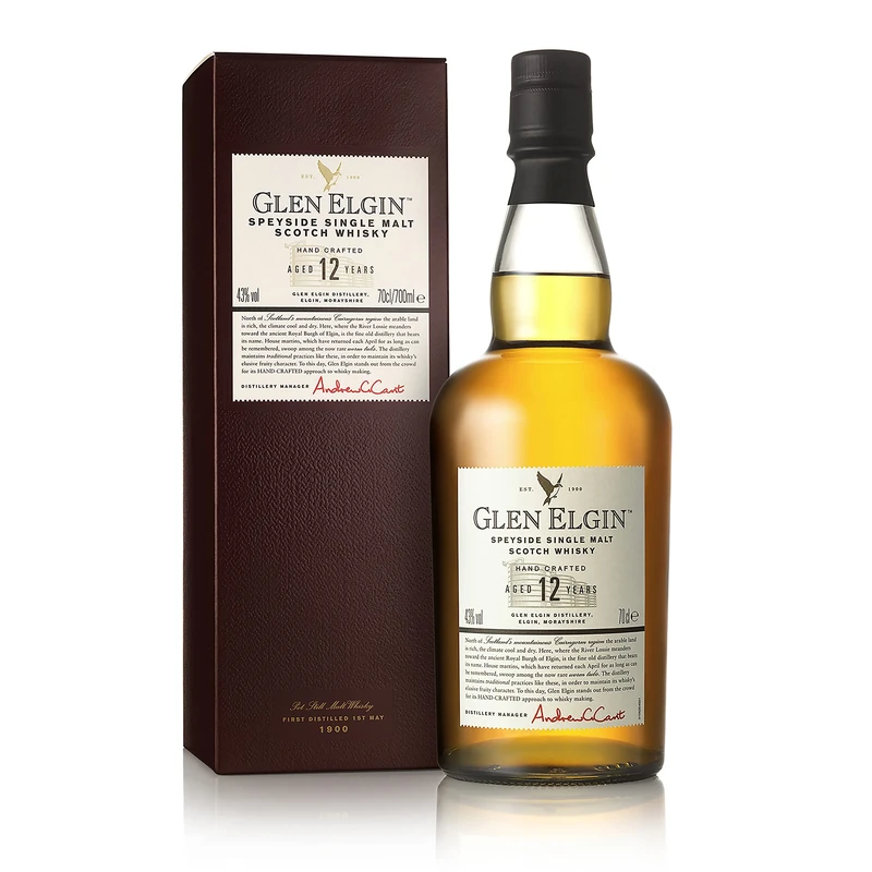 Glen Elgin 12 Year Old Single Malt Scotch Whisky | 43% vol | 70cl | Made of Malted Barley | Honey-Sweet Character | Speyside Single Malt Whisky Best Served Neat