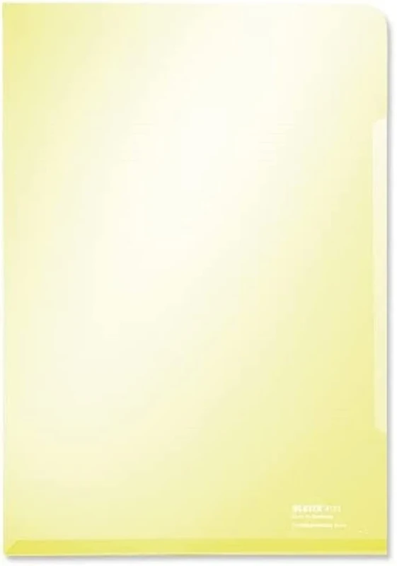 Leitz 41530215 Premium A4 Folder Cut Flush PVC Glossy 150 micron for 30 Sheets - Yellow, Pack of 100
