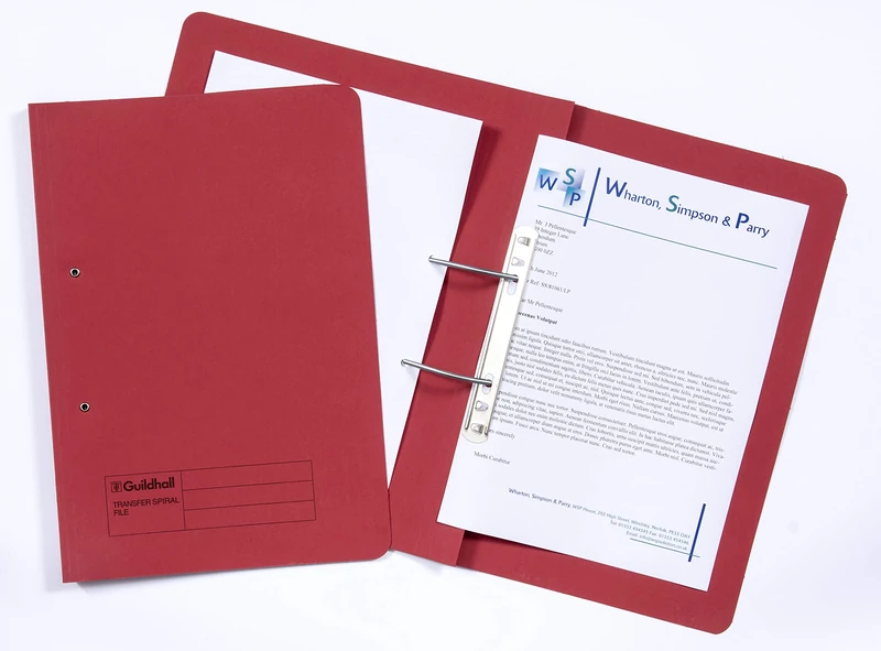 Exacompta - Ref 211/7005Z - Guildhall - Spiral File, 355 x 250mm, 420gsm Durable Heavyweight Sprint Manilla, Suitable for Foolscap Documents - Red, Pack of 25
