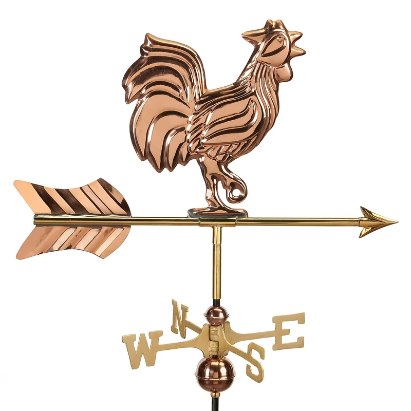 Good Directions Polished Copper Rooster Cottage Weathervane – Decorative Rooftop Accent for Barns, Homes, Sheds, and Cupolas – Durable & Handcrafted