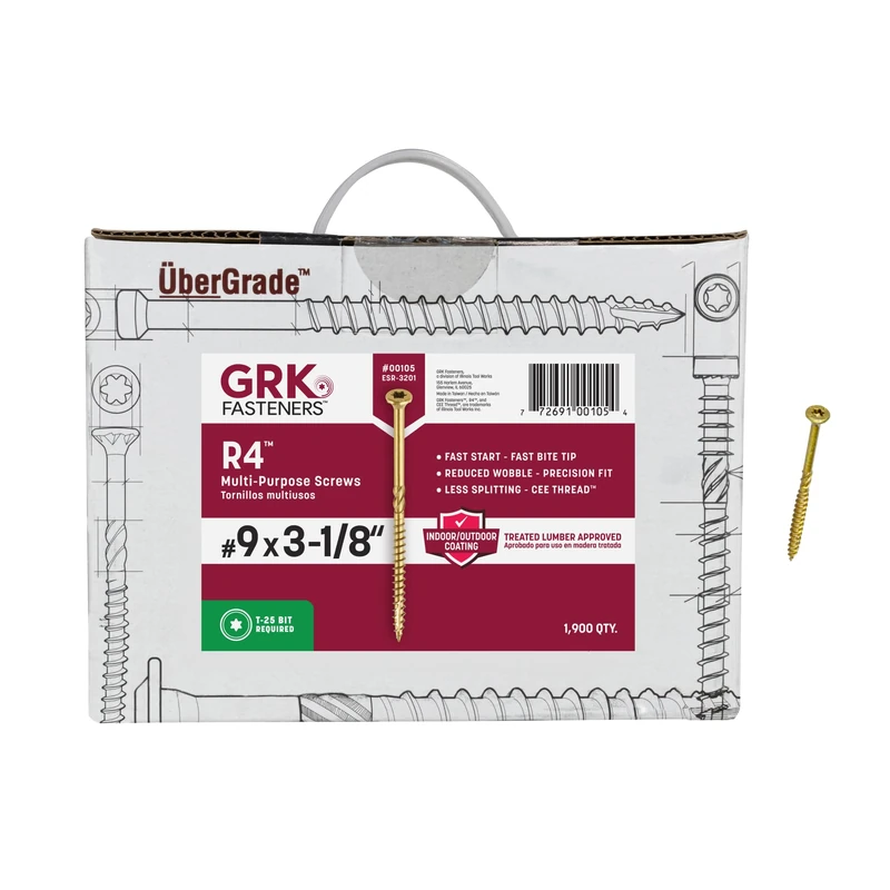 GRK 772691001054 R4 Bulk Number-9 by 3-1/8-Inch Screw