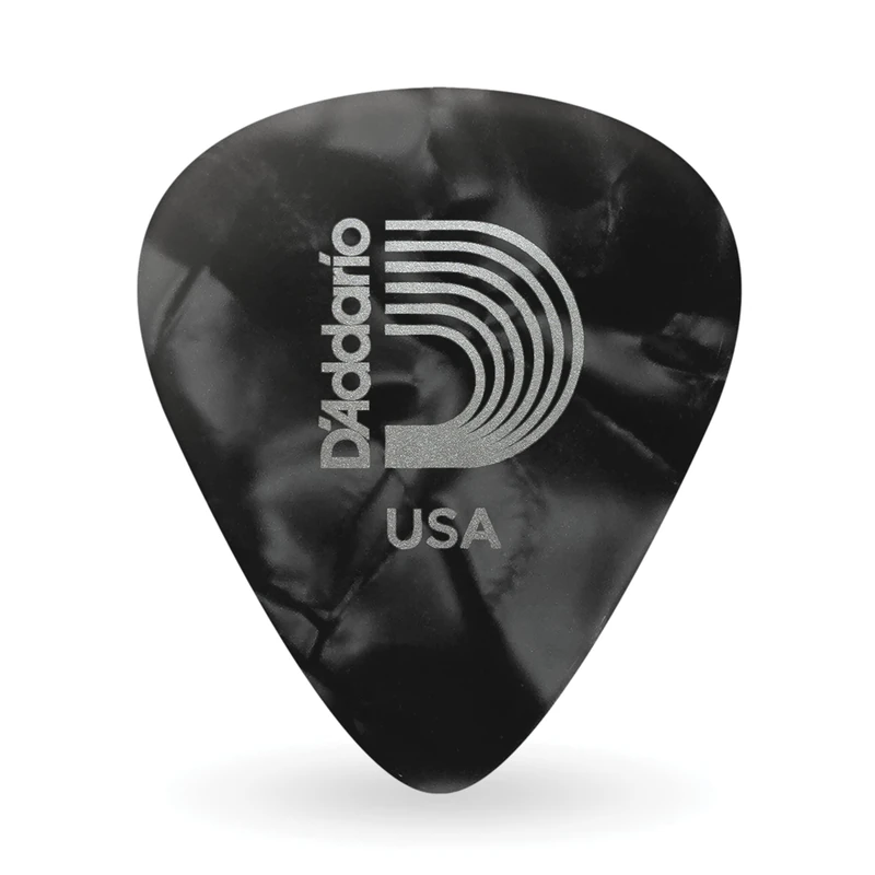 D'Addario Celluloid Picks - Accessories for Acoustic, Electric, Bass Guitar - Natural Feel, Warm Tone - Black, Medium, 100-Pack