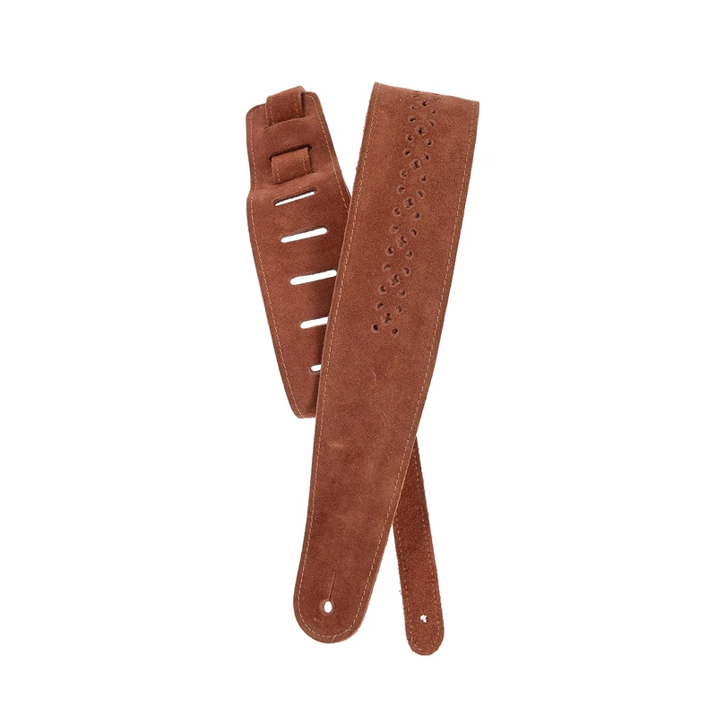 Planet Waves D'Addario Vented Leather Adjustable Guitar Strap, Camel Suede Rosette