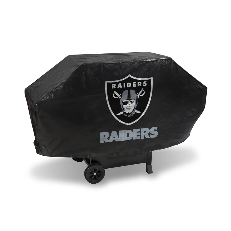 Rico Industries NFL Las Vegas Raiders Black Deluxe Grill Cover Deluxe Vinyl Grill Cover - 68' Wide/Heavy Duty/Velcro Staps