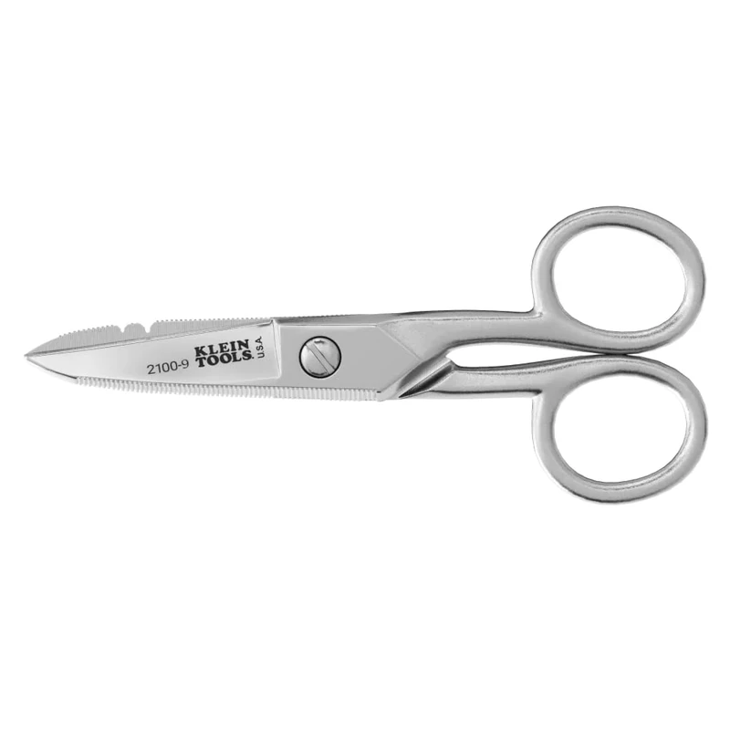 Klein Tools 2100-9 Stainless Steel Electrician's Scissors with Stripping Notches, 5-1/4-Inch, Made in USA