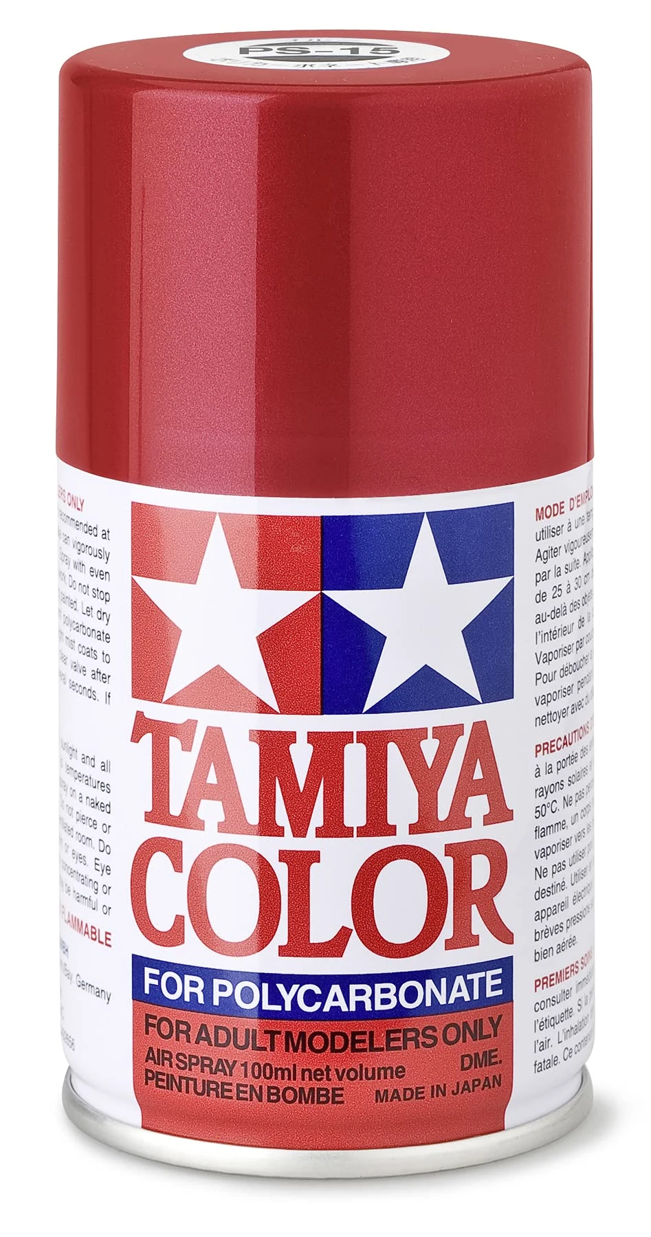 TAMIYA PS-15 Polycarbonate Spray Paint Can Metallic Red For Clear PC RC 86015 100 ml (Pack of 1)