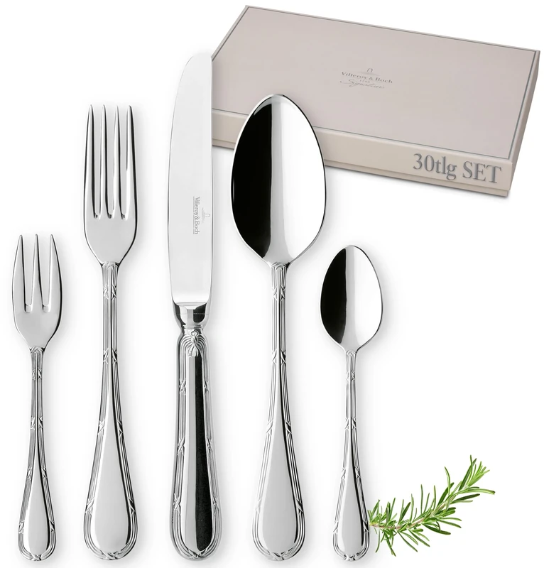Villeroy & Boch Kreuzband Septfontaines Cutlery for up to 6 People, 30 Pieces, Stainless Steel
