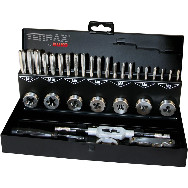 TERRAX A245013 - Juego herramientas de roscar 31 piezas - Estuche metálico
