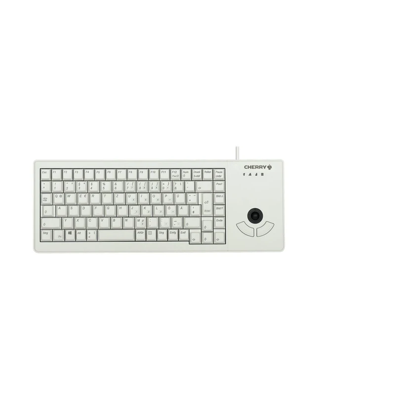CHERRY G84-5400 XS, Compact Keyboard with Trackball, EU Layout (QWERTY), Wired (USB-A port), Mechanical ML Switches, Light Grey