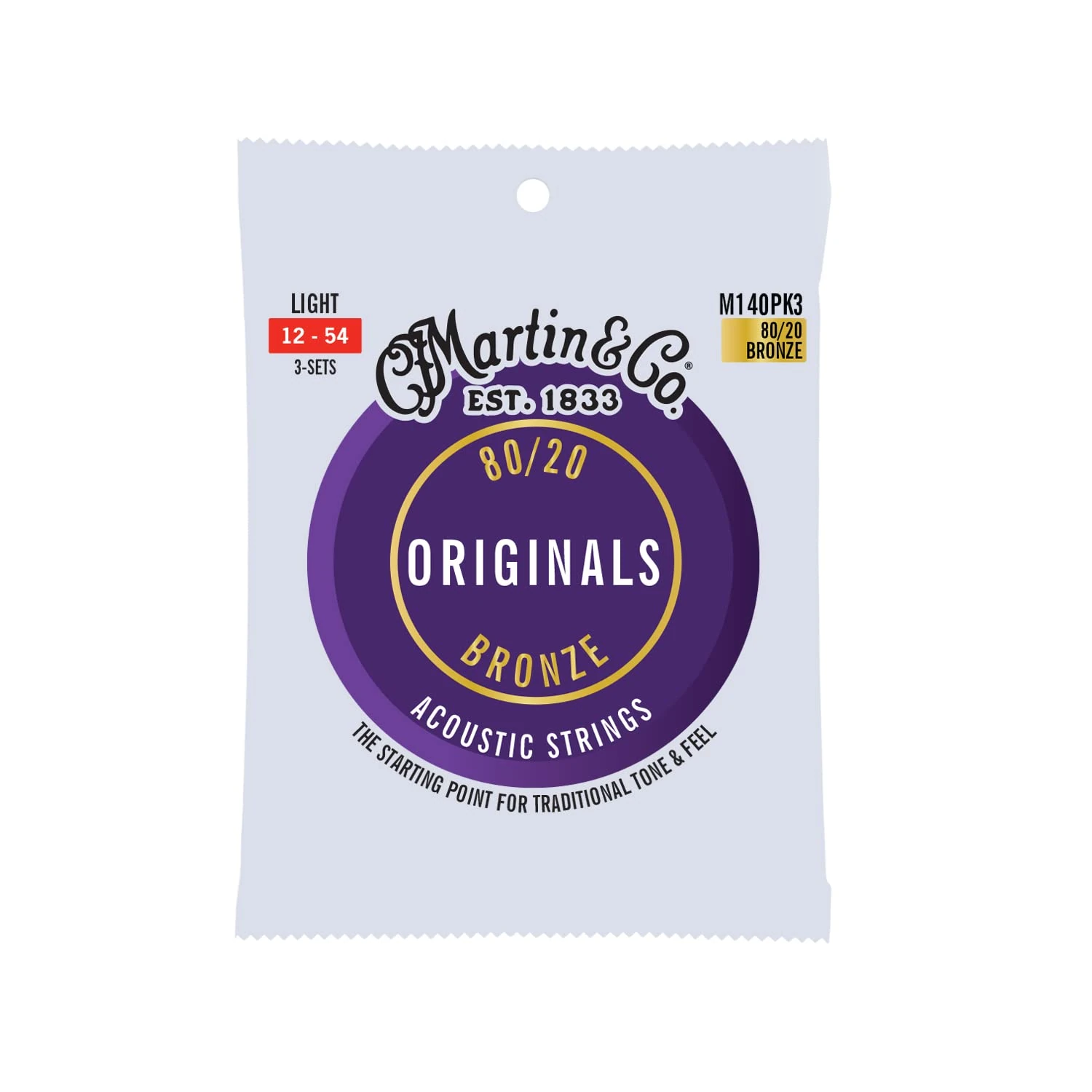 Martin Originals - M140PK3 - Acoustic 80/20 Bronze 3 Pack Light (12-54)