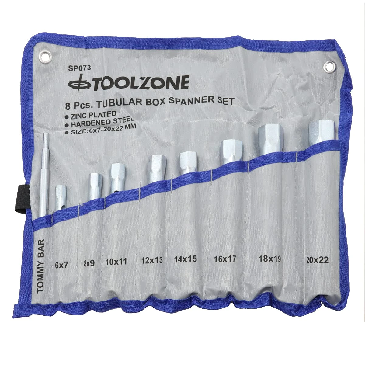 Toolzone 8pc Tubular Box Spanner Set 6mm to 22mm