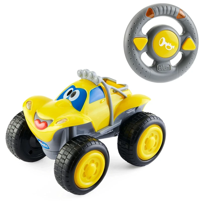 Chicco Billy Bigwheels Remote Control Car for Kids, RC Car with Intuitive Radio Control Steering Wheel, Lights and Sounds, Yellow - Boy Gift or Girl Gift 2 Years and Up, Kids Toys 2-6 Years