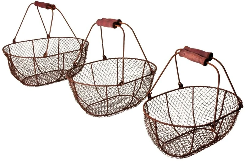 Esschert Design Fallen Fruits Oval Wire Basket - Brown (Set of 3)