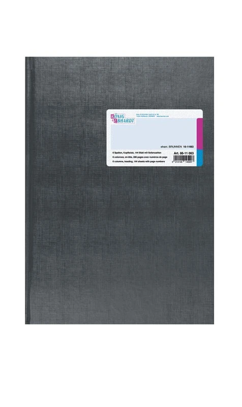 King and Ebhardt 8611063 Columns Book, Columns Arc, 6 Columns, A4, 210 x 257 mm, 144 Sheet, Light Blue