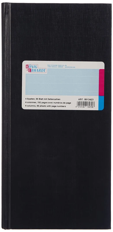 König & Ebhardt 8613423 Column Account Book with Fixed Head, Binding, 1 Spiral, Grey