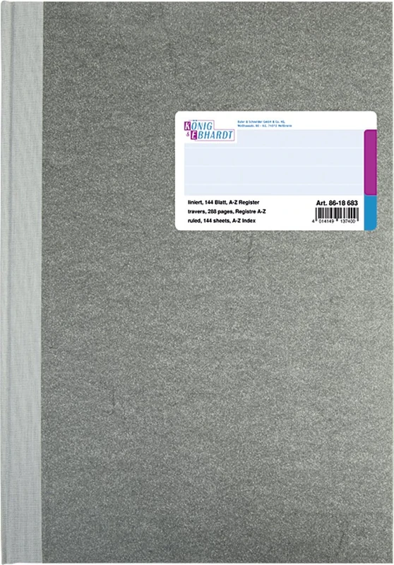 König & Ebhardt Registerbuch, Elefantenhaut-Decke, liniert, A4, 210 x 297 mm, 144 Blatt, Hellblau